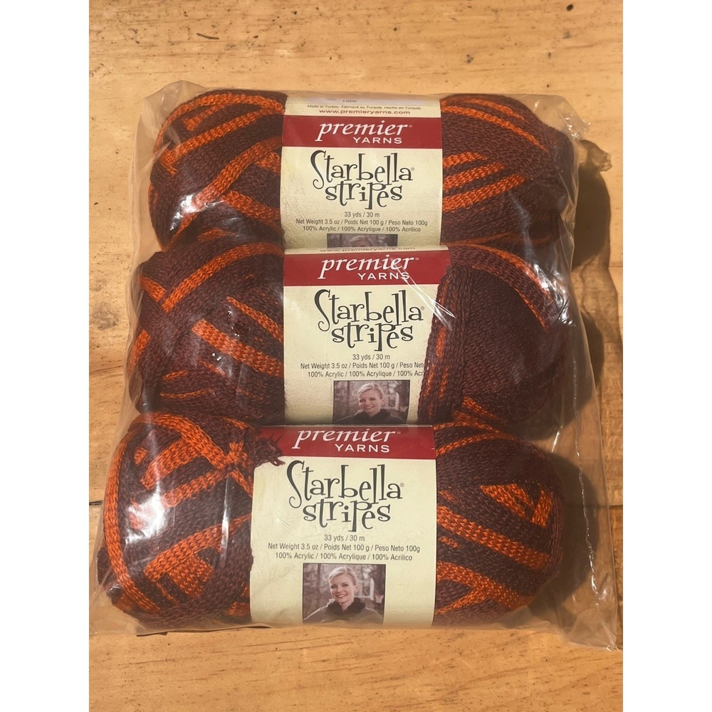 New Lot 3 Skeins Starbella Premier Yarn Play Ball Fall Autumn Variegated
